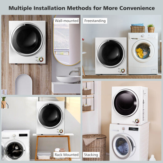 1.5 Cu .ft Compact Clothes Dryer with with Stainless Steel Wall Mount