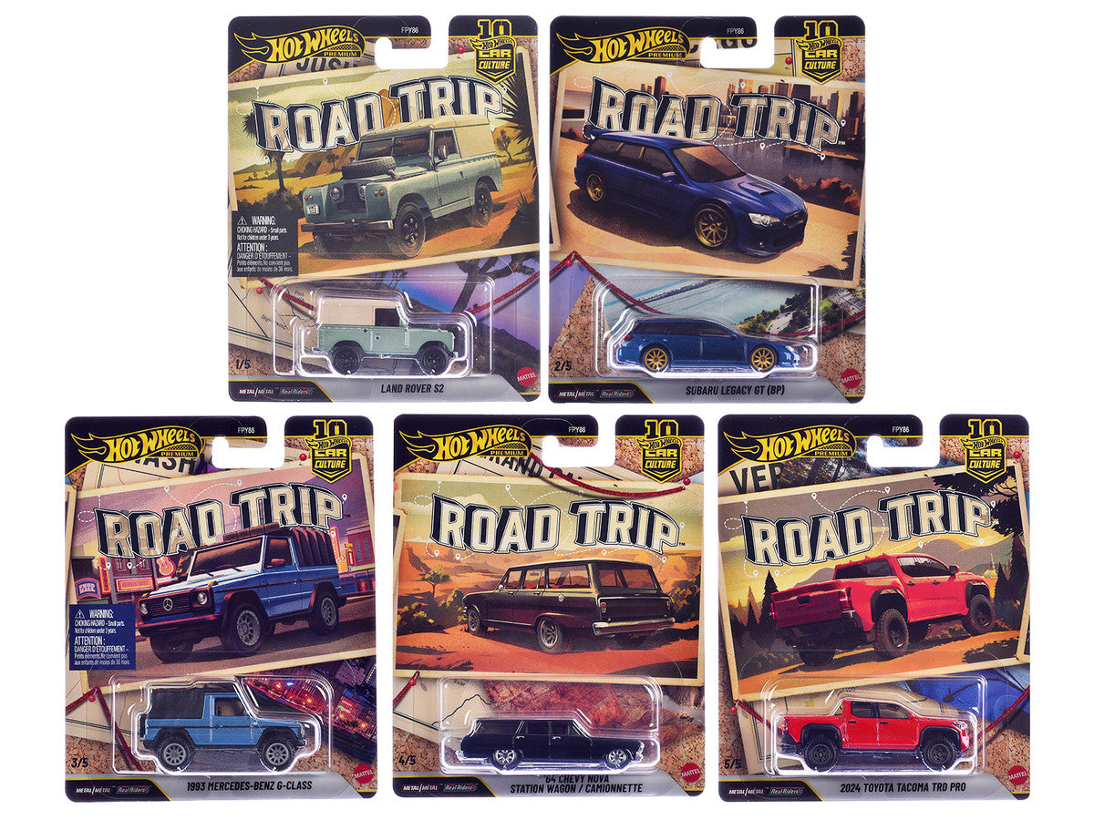"Road Trip" 5 piece Set "Car Culture 10th Anniversary" Series V Diecast Model Cars by Hot Wheels