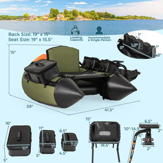 Portable Fishing Boat with 3 Detachable Storage Boxes-Camouflage