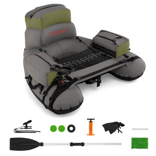 Inflatable Fishing Float Tube with Shoulder Straps and Storage for Angling-Orange