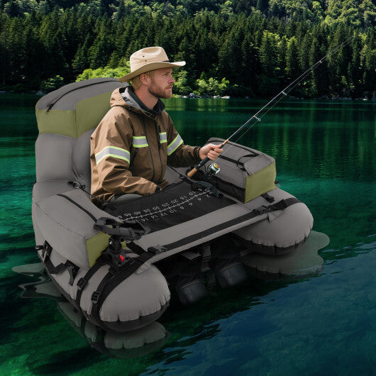 Inflatable Fishing Float Tube with Shoulder Straps and Storage for Angling-Orange