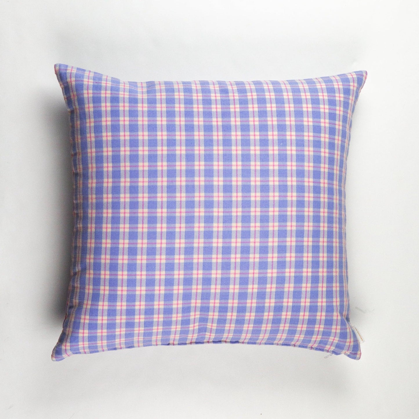 Sofia Plaid Square Pillow in Periwinkle and Pink