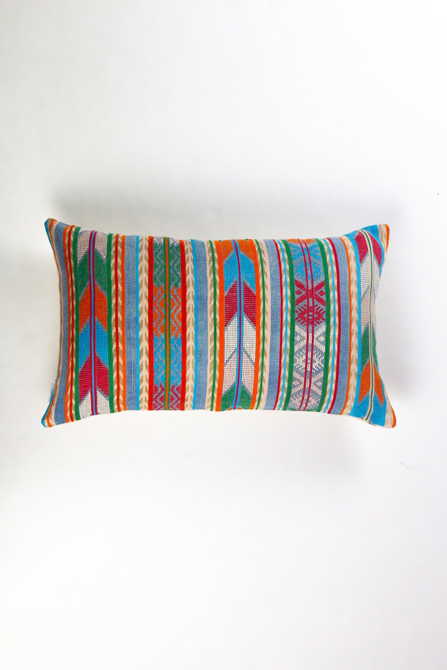 Vintage Blue, Orange & Red Chevron Pillow