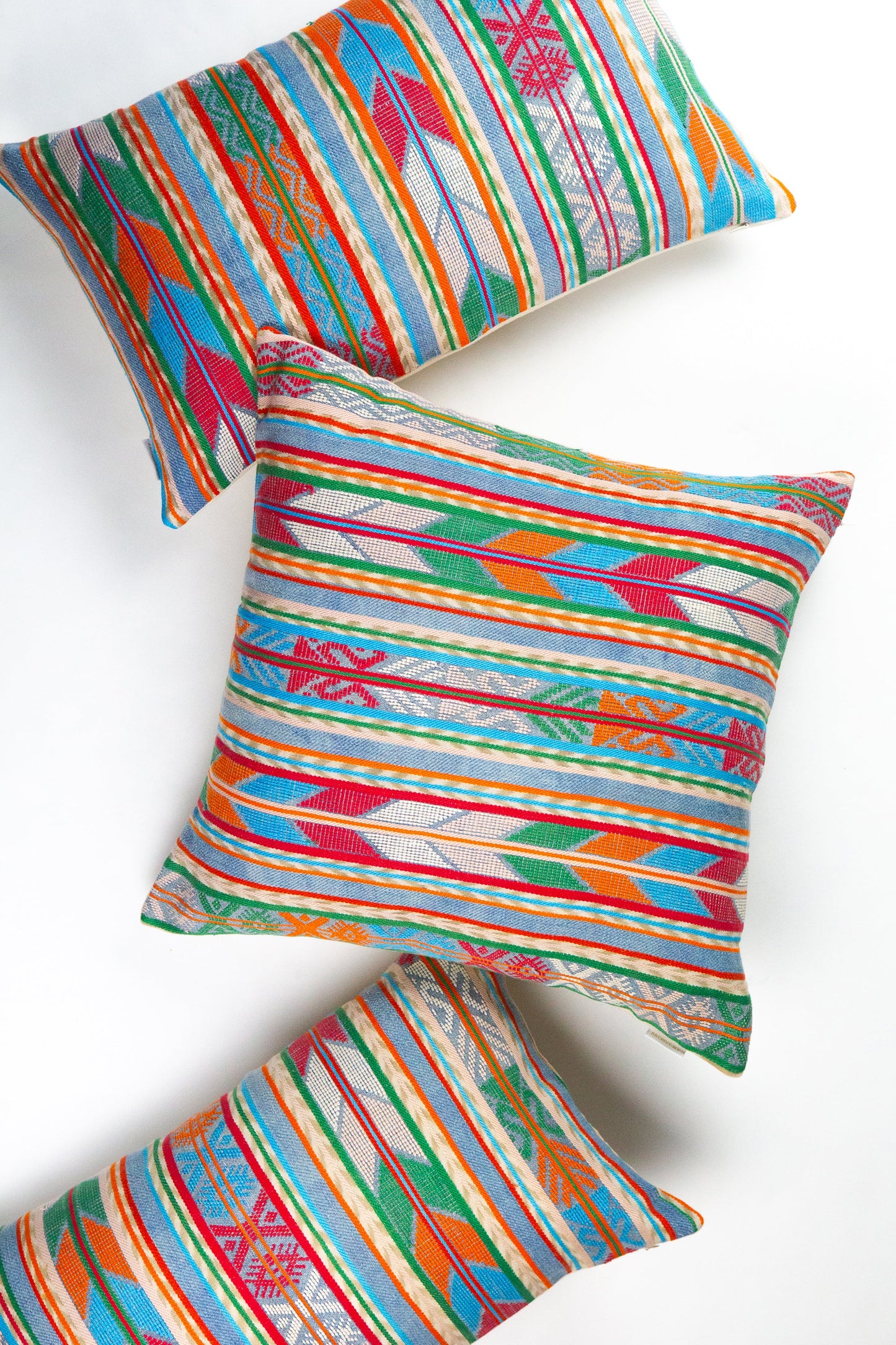 Vintage Blue, Orange & Red Chevron Pillow