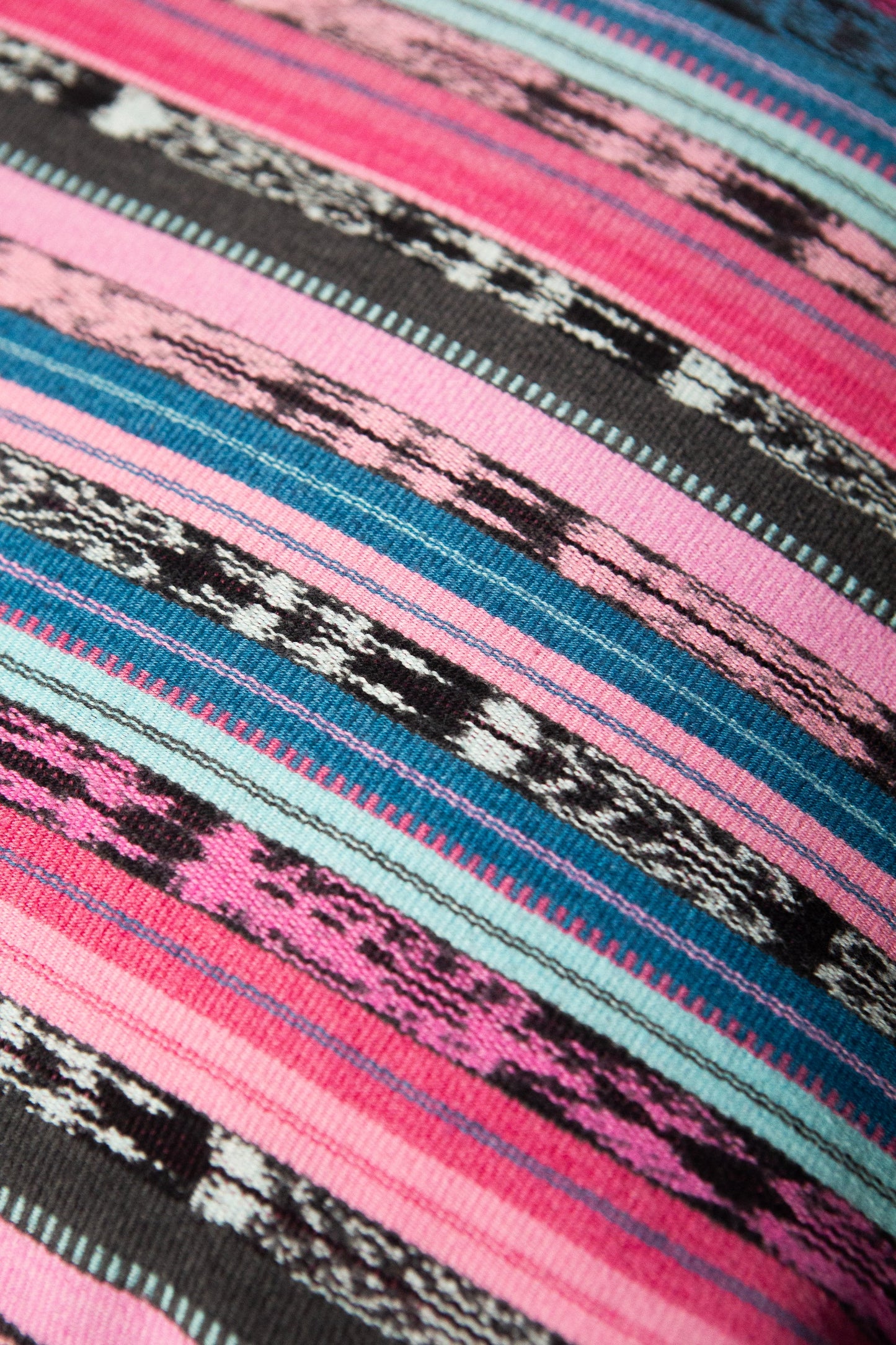 Vintage 90s Pink and Blue Ikat Rainbow Pillow