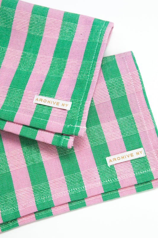 Flora Stripe Cocktail Napkins - Set of 4
