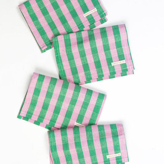 Flora Stripe Cocktail Napkins - Set of 4