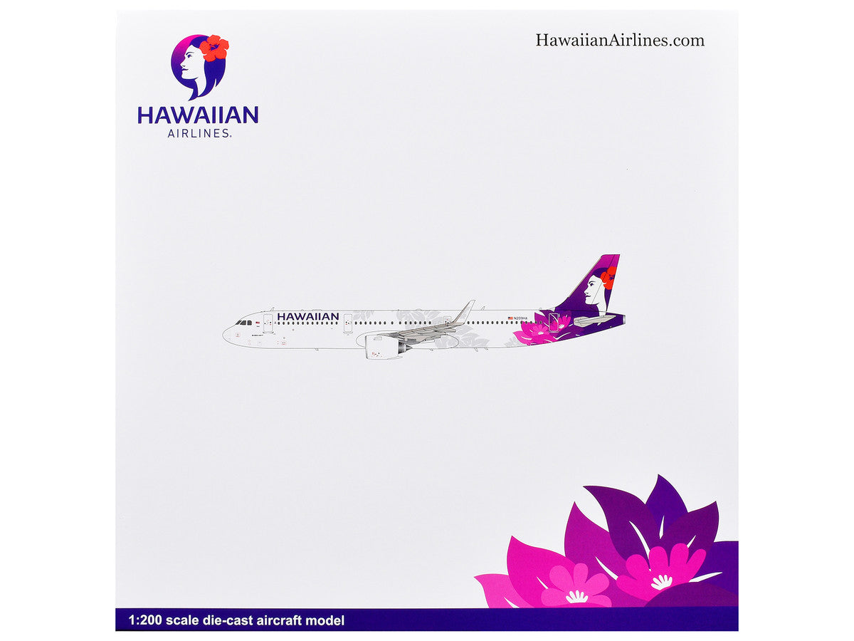 Airbus A321neo Commercial Aircraft "Hawaiian Airlines" (N209HA) White with Purple Tail and Graphics "Gemini 200" Series 1/200 Diecast Model Airplane by GeminiJets