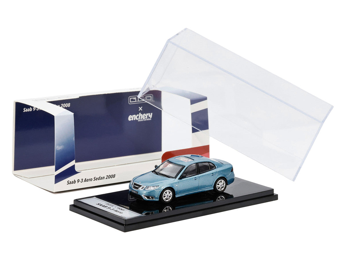 2008 Saab 9-3 Aero Sedan Blue Metallic with Sunroof 1/64 Diecast Model Car by GCD x Enchery