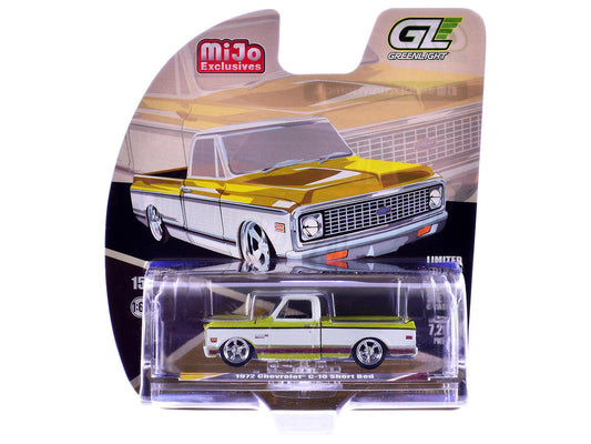 1972 Chevrolet C-10 Short Bed Pickup Truck Mustard Yellow and White "Mijo Exclusives" Series 1/64 Diecast Model Car by Greenlight
