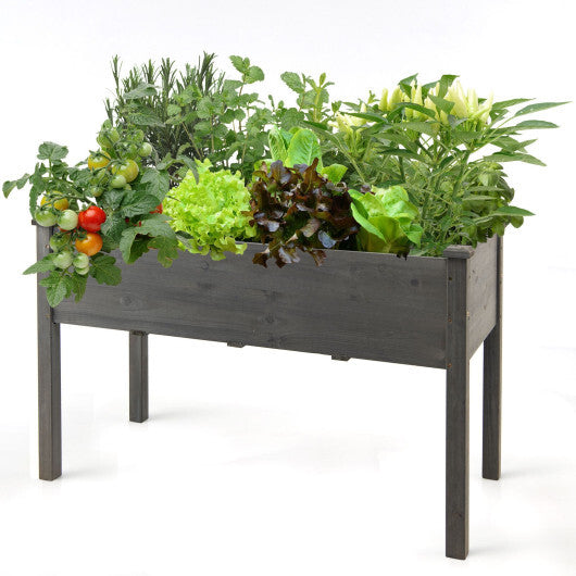 Wooden Raised Vegetable Garden Bed Elevated Grow Vegetable Planter-Natural