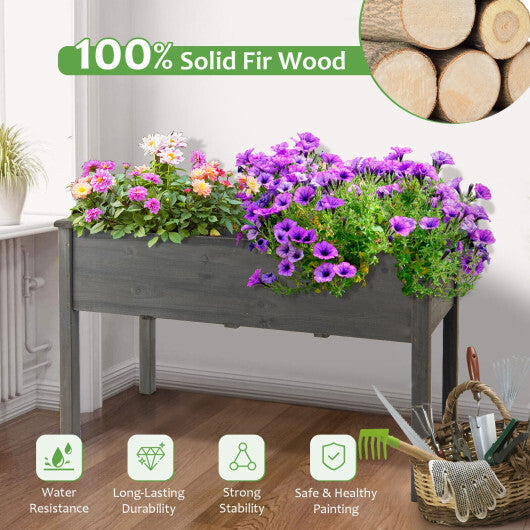 Wooden Raised Vegetable Garden Bed Elevated Grow Vegetable Planter-Natural