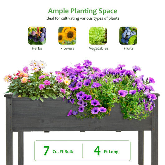Wooden Raised Vegetable Garden Bed Elevated Grow Vegetable Planter-Natural