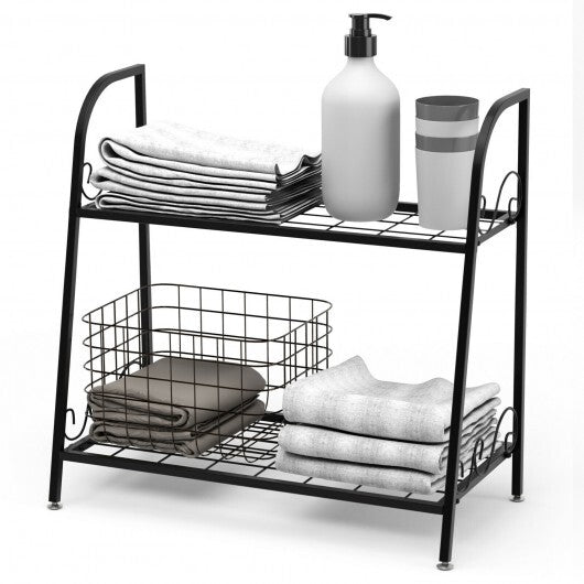 2-tier Patio Metal Plant Stand - Color: Black - Size: 2-Tier