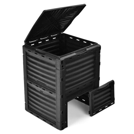 80-Gallon Outdoor Composter with Large Openable Lid and Bottom Exit Door-Green