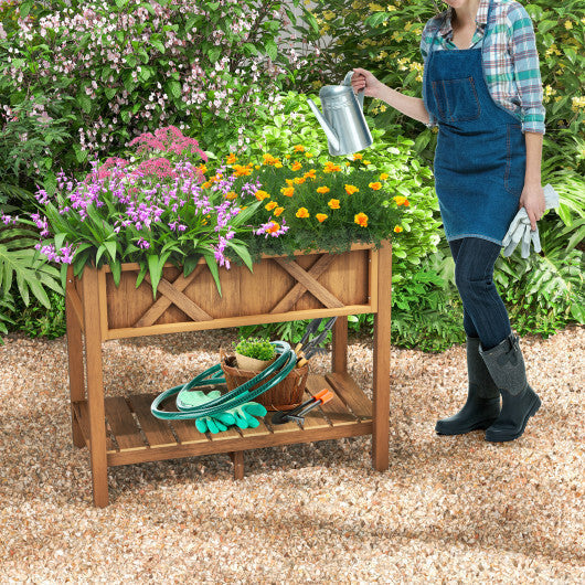 HIPS Raised Garden Bed Poly Wood Elevated Planter Box-Black