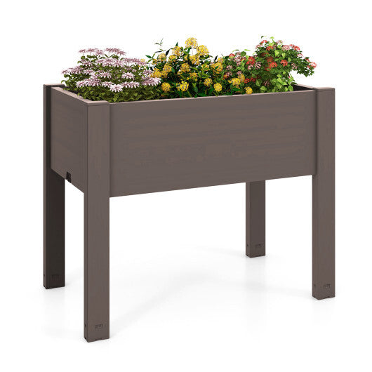 53L Raised Bed Grow Box Self-Watering Planter Box Stand with Water Level Monitor-White