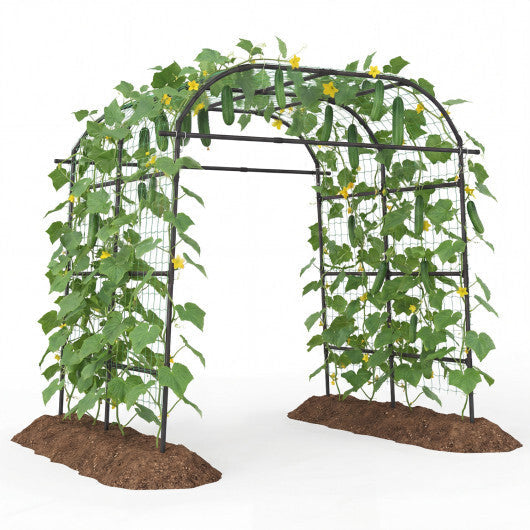 7.5 FT Tall Metal Garden Arch Trellis for Climbing Plants Outdoor-Black