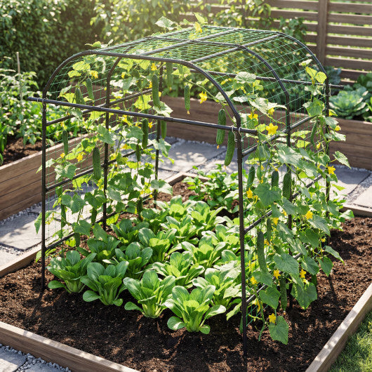 7.5 FT Tall Metal Garden Arch Trellis for Climbing Plants Outdoor-Black