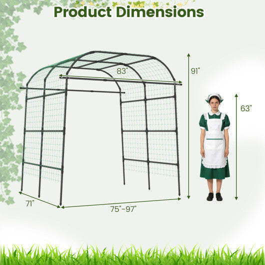 7.5 FT Tall Metal Garden Arch Trellis for Climbing Plants Outdoor-Black