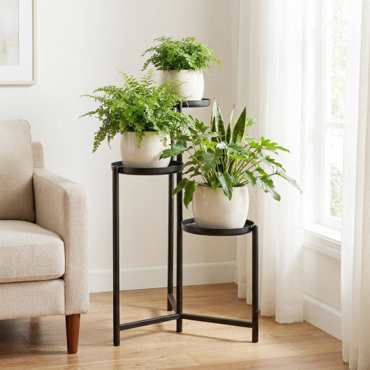 3-Tier Metal Plant Stand Indoor Outdoor Tall Corner Flower Pot Holder Display Rack
