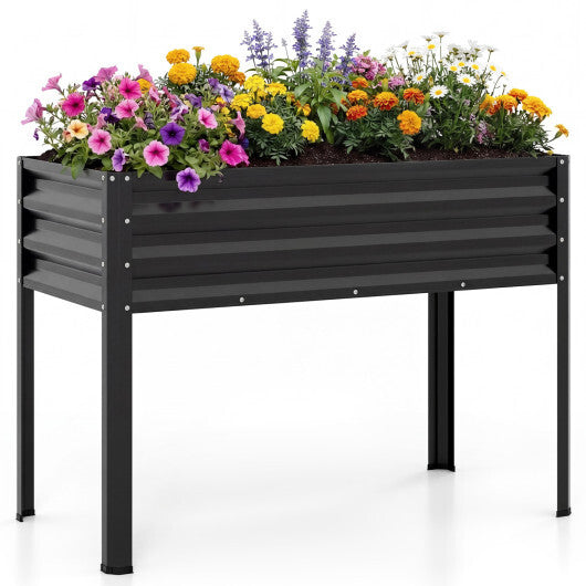 Raised Garden Bed with Legs Electro-Coating Metal Large Elevated Planter Box-Grey