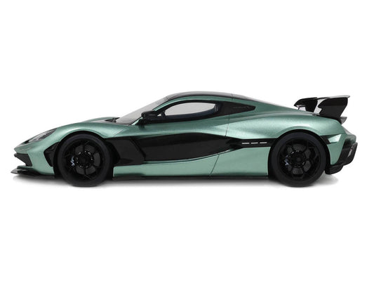 2024 Rimac Nevera R Green Metallic with Black Top 1/18 Model Car by GT Spirit