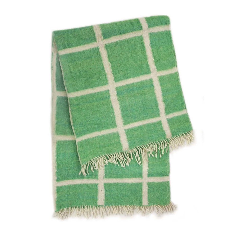 Backordered: Momos Grid Blanket- Natural White and Green
