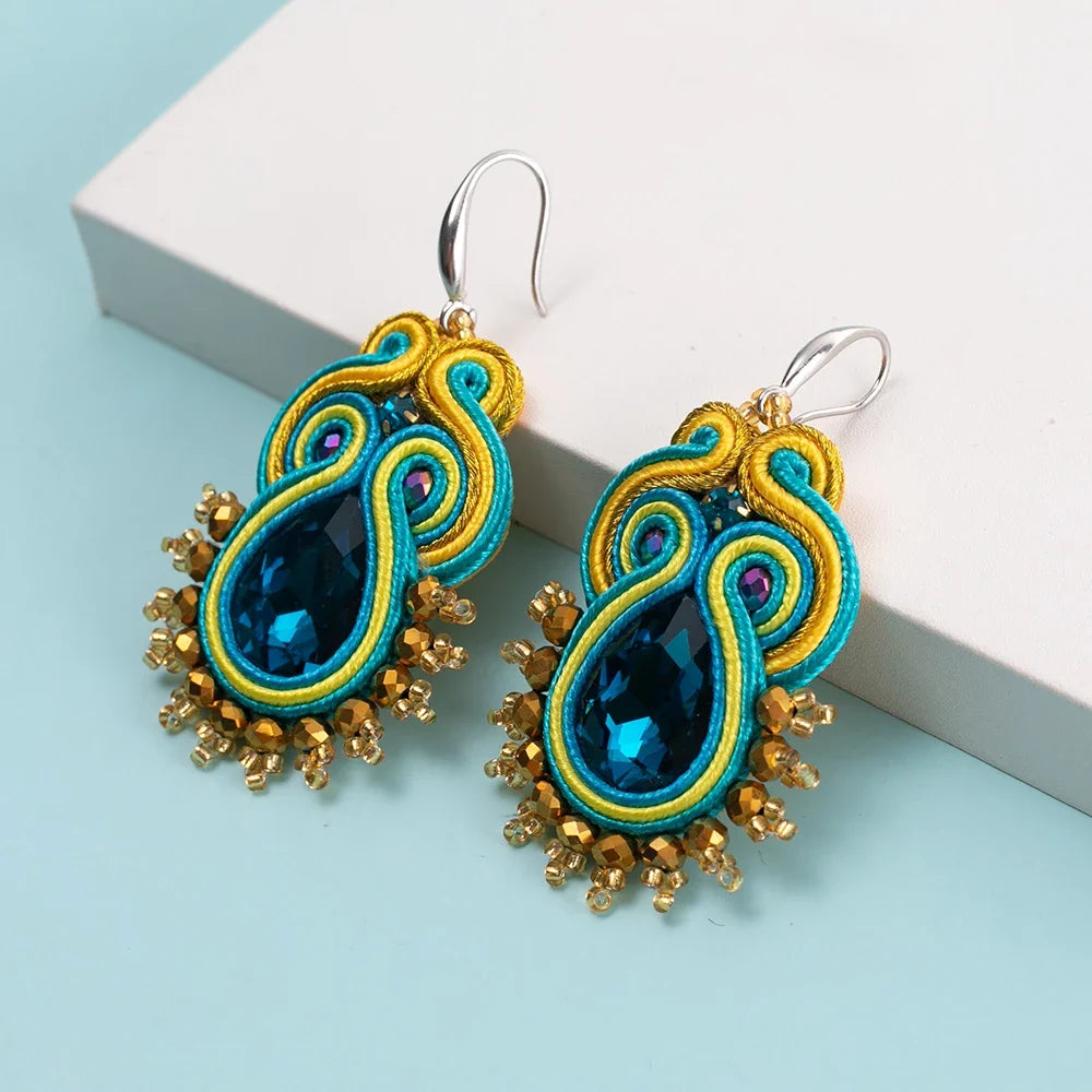Fashion Handmade Jewelry Soutache Earrings Women Dangle Earrings Ethnic Boho Accessories Colorful Earring New Trendy Gift