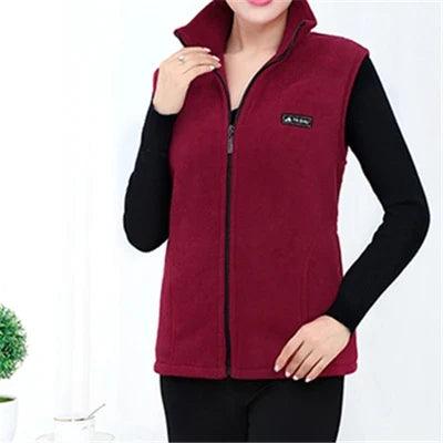 plus Size Women's Polar Fleece Vest Sleeveless Large Zipper Jacket Autumn Fashion Leisure Gilet for Women