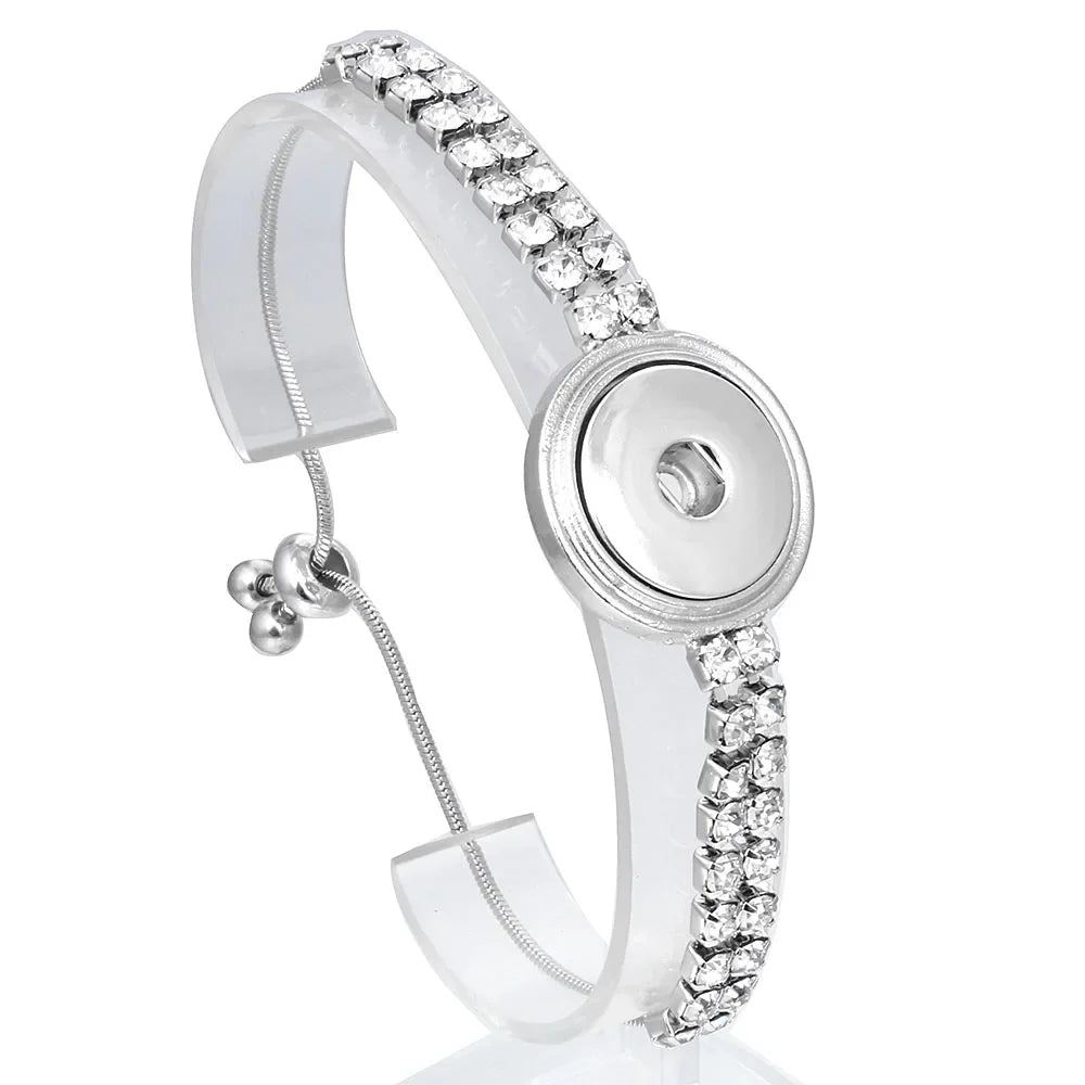 Snap Jewelry Adjustable Snap Buttons Bracelets 18mm Metal Button Charms Chain Bracelets For Women DIY Jewelry