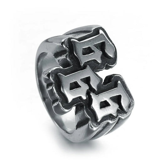 Men's Punk Stainless Steel Digital 666 Ring Titanium Steel Ring Jewelry