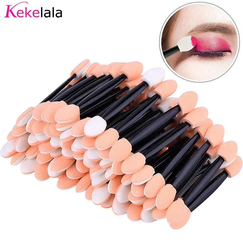 100Pcs/ Bag Small Portable Eyeshadow Applicators In Bulk Double Sponge Eye Shadow Brush Makeup Mini Tools Wholesale
