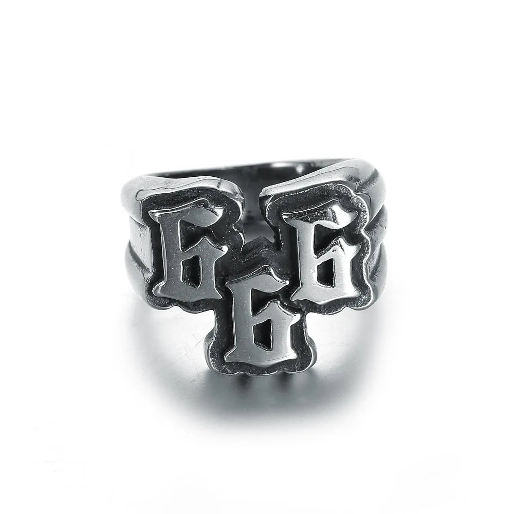 Men's Punk Stainless Steel Digital 666 Ring Titanium Steel Ring Jewelry