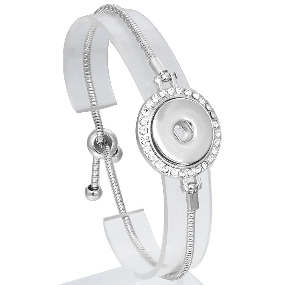 Snap Jewelry Adjustable Snap Buttons Bracelets 18mm Metal Button Charms Chain Bracelets For Women DIY Jewelry