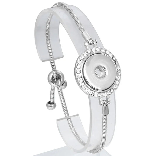 Snap Jewelry Adjustable Snap Buttons Bracelets 18mm Metal Button Charms Chain Bracelets For Women DIY Jewelry