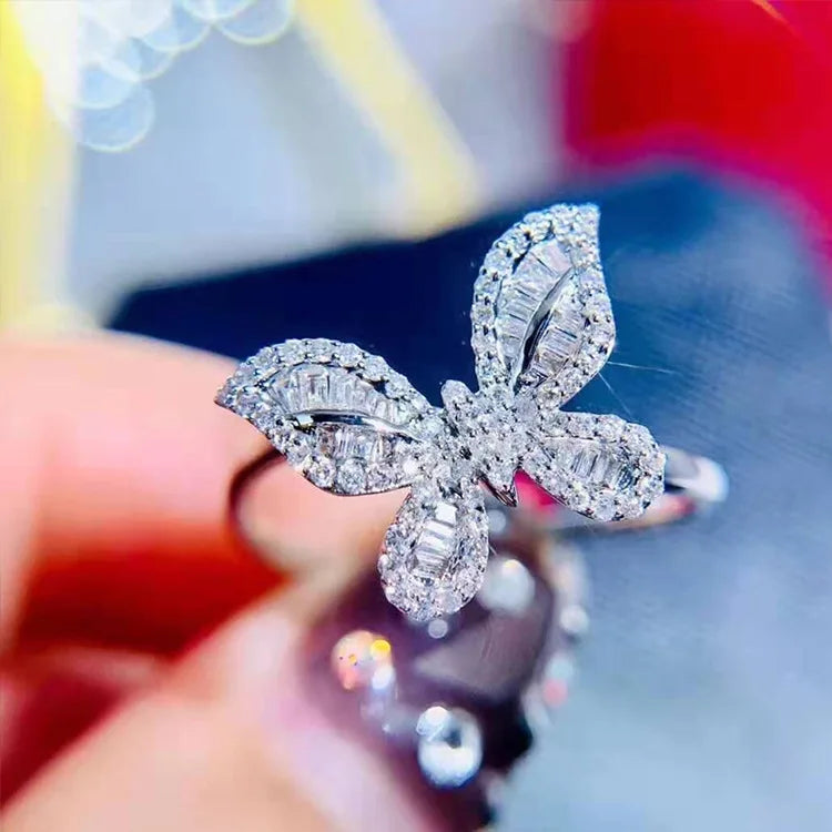 2026 New Trendy Butterfly silver color cute Fashion Ring For Women Party Gift  Jewelry Wholesale R6134