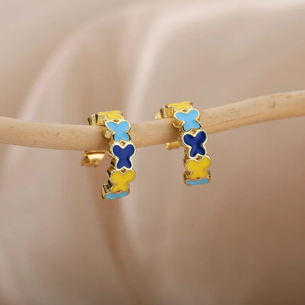 Stainless Steel Heart Earrings for Women Waterproof Gold Color Earrings 2025 Trend Aesthetic Ear Piercing Jewelry Wedding Gifts