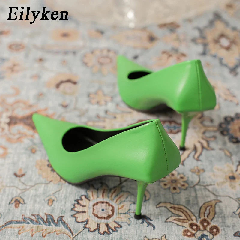Eiyken Sexy Green Thin High Heels Pumps Women Pointed Toe Slip On Shoes Elegant Prom Wedding Stripper Ladies Sandals