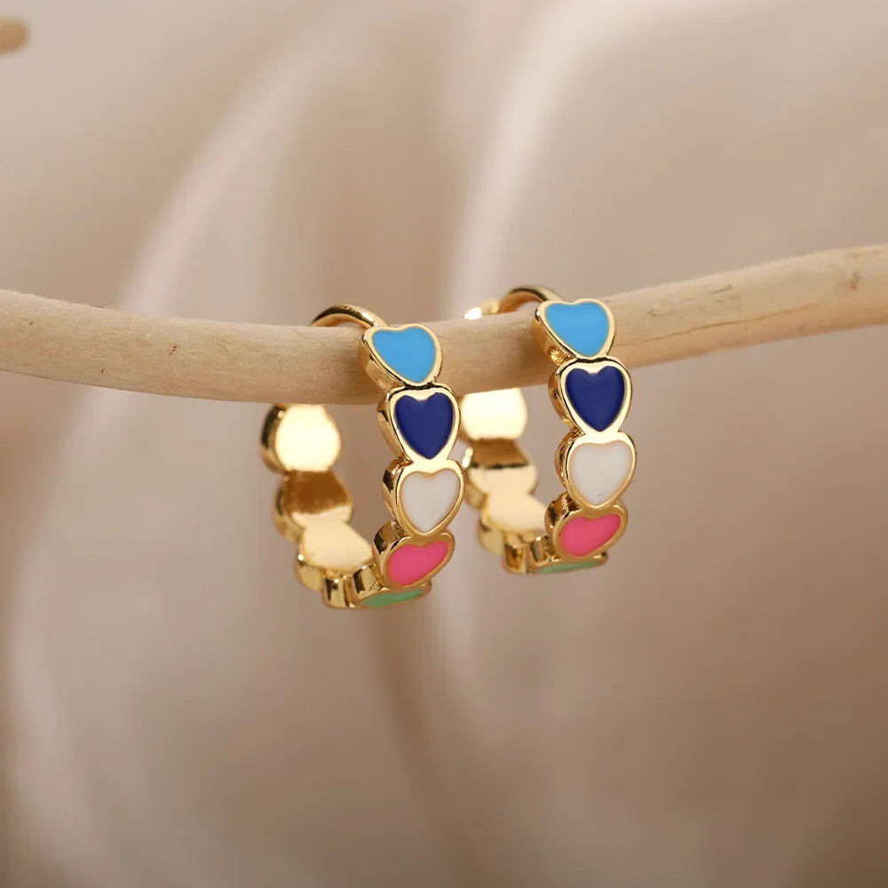 Stainless Steel Heart Earrings for Women Waterproof Gold Color Earrings 2025 Trend Aesthetic Ear Piercing Jewelry Wedding Gifts