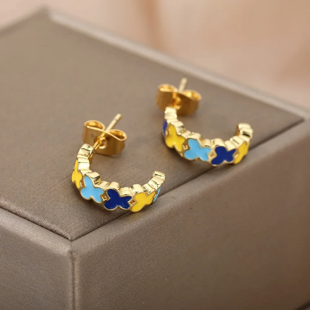 Stainless Steel Heart Earrings for Women Waterproof Gold Color Earrings 2025 Trend Aesthetic Ear Piercing Jewelry Wedding Gifts
