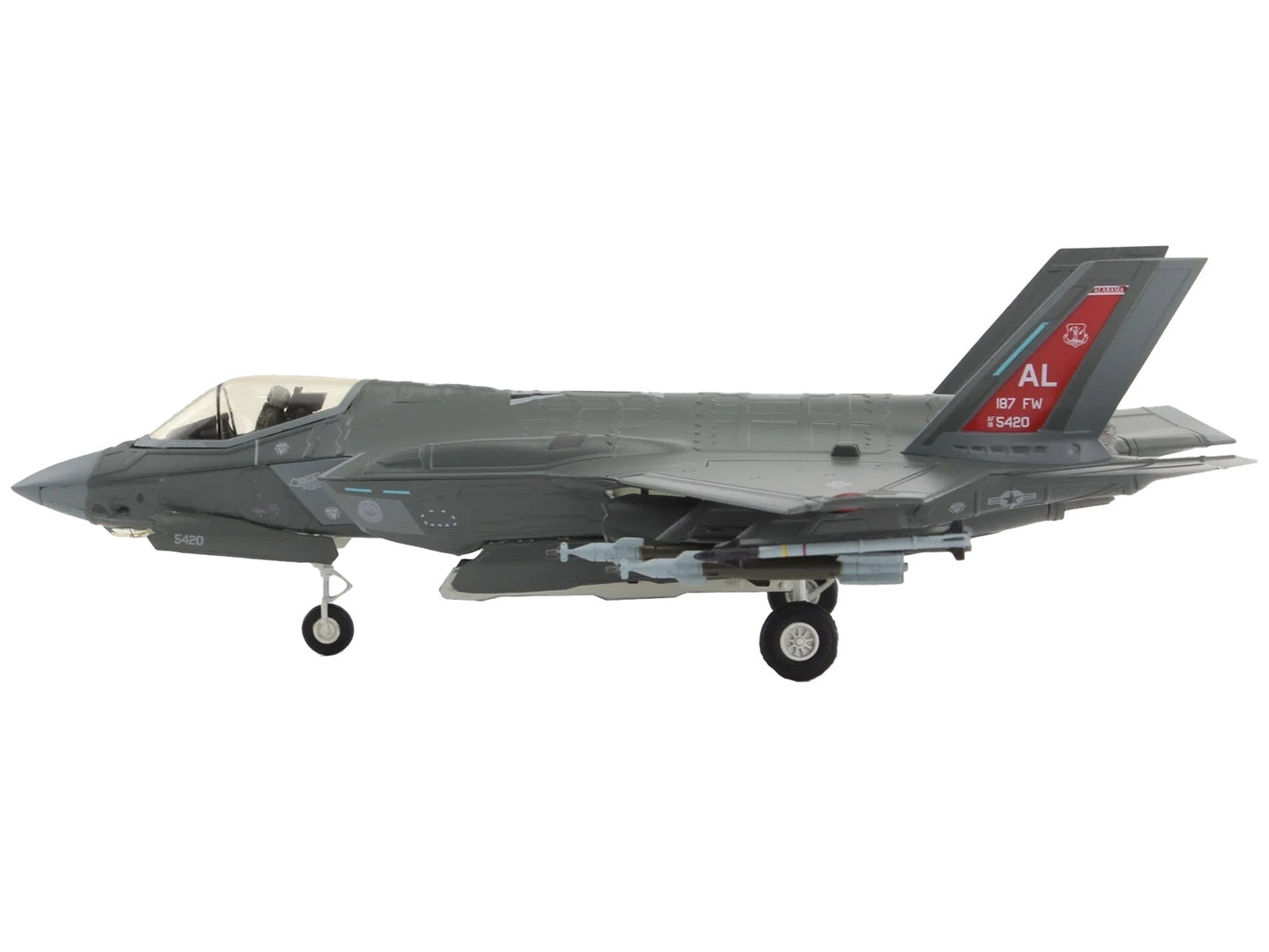 Lockheed Martin F-35A Lightning II Aircraft "Red Tail 187th Fighter Wing Alabama Air National Guard" (2024) United States Air Force "Air Power Series" 1/72 Diecast Model by Hobby Master