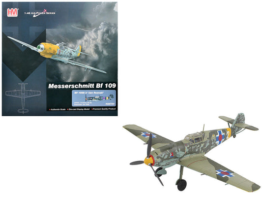 Messerschmitt Bf 109E-3 Fighter Aircraft "White 2 Jan Reznak 13.(slow)/JG 52 Kraznodar USSR" (1943) German Luftwaffe "Air Power Series" 1/48 Diecast Model by Hobby Master