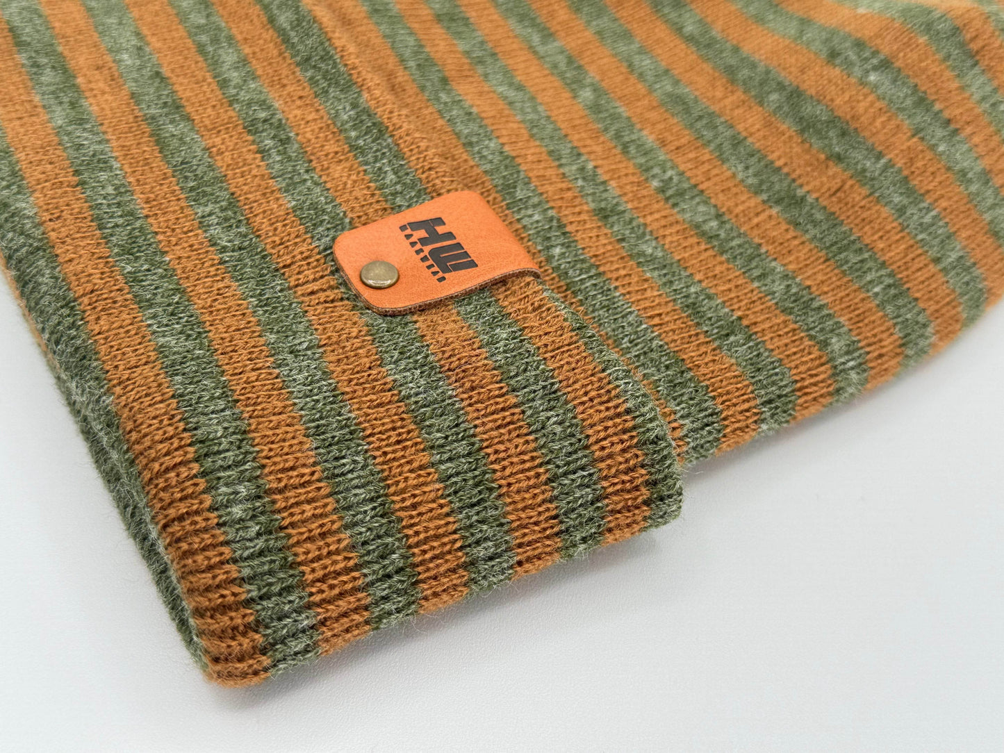 HAAKWEAR Classic RORO Cuffed Beanie / Hat - Brown / Green, Made in USA