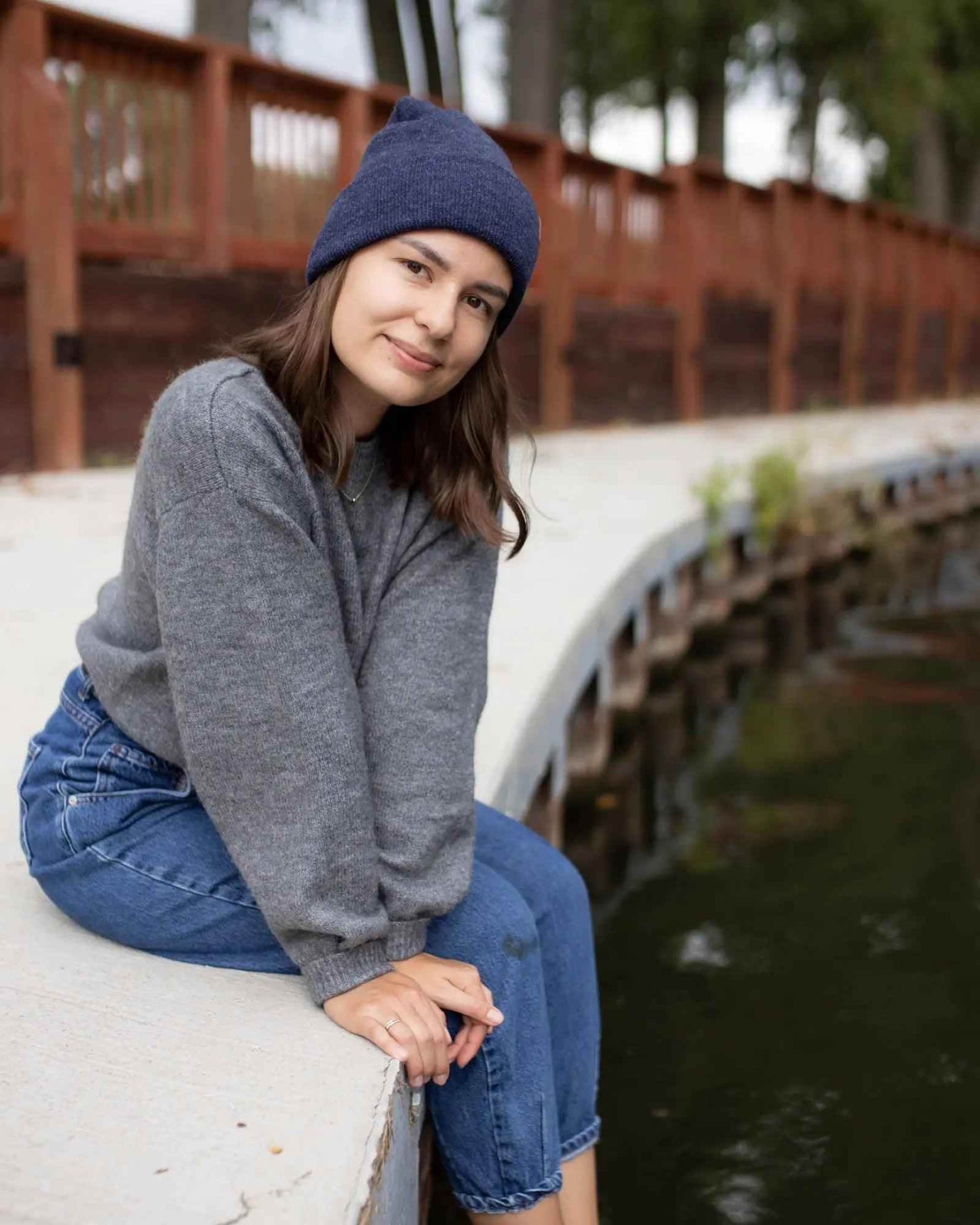 HAAKWEAR Denim Blue Knit Beanie - Cuffed Classic Hat, Made in USA