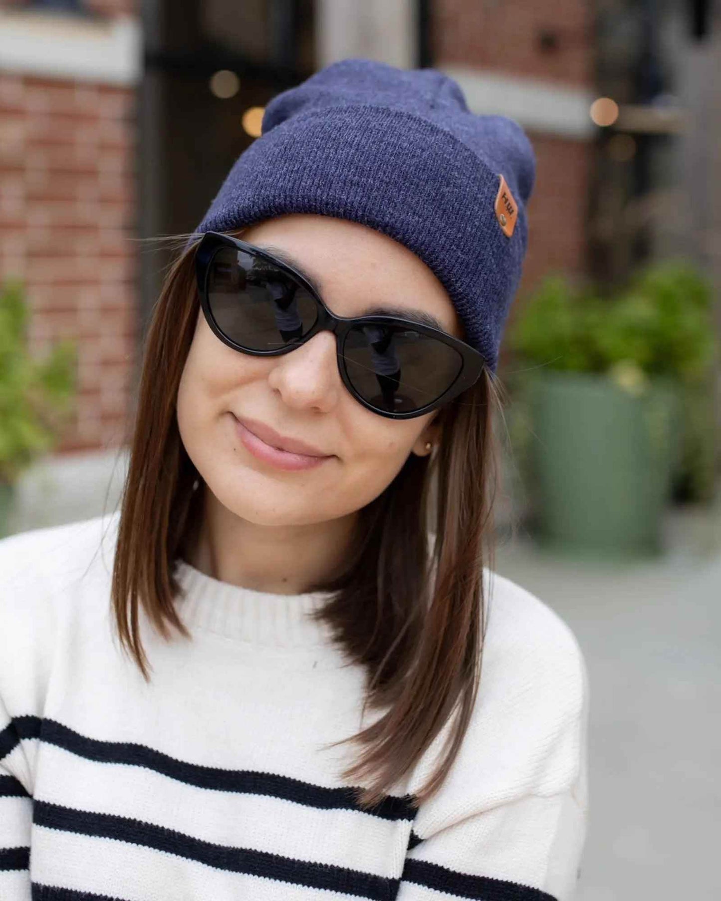 HAAKWEAR Denim Blue Knit Beanie - Cuffed Classic Hat, Made in USA