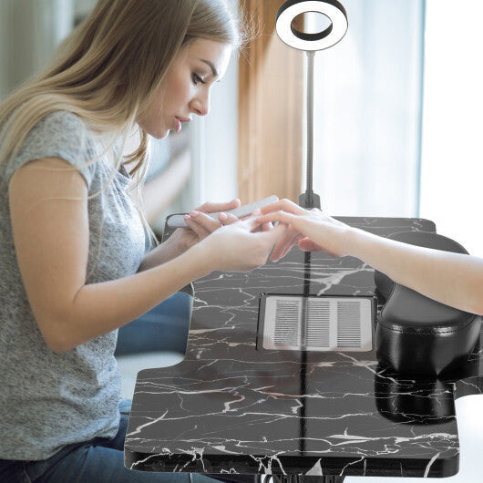 Folding Manicure Nail Table with Electric Dust Collector-Pink
