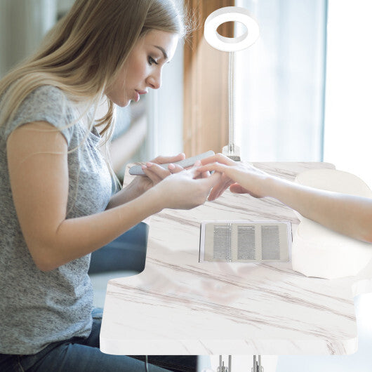 Folding Manicure Nail Table with Electric Dust Collector-Pink