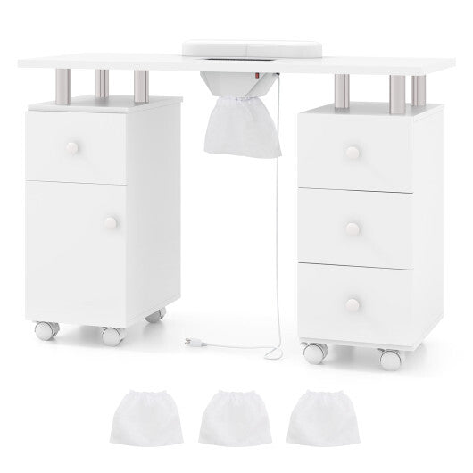 Manicure Table Nail Desk with Electric Dust Collector and 3 Dust Bags-Black