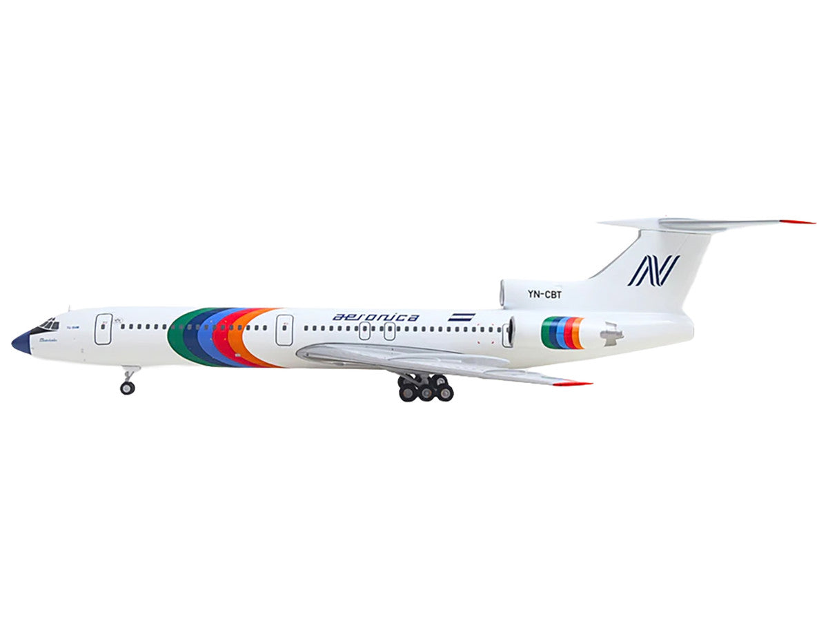 Tupolev TU-154M Commercial Aircraft "Aeronica" (YN-CBT) White with Stripes 1/200 Diecast Model by Herpa